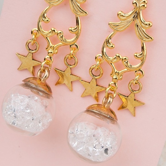 Jewelry - Glam Gold Plated Clear Rhinestone Drop Earrings